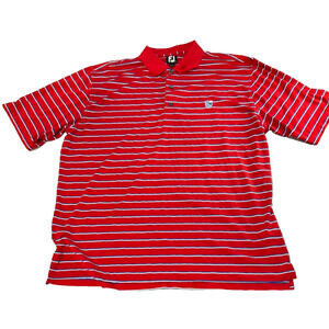 FootJoy FJ Polo Shirt Red Striped Men's Size XL Short Sleeve Breathable